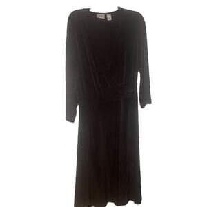Chico's Travelers Black Classic Crossover Wrap Wrinkle Free Dress Size 3 XL 16